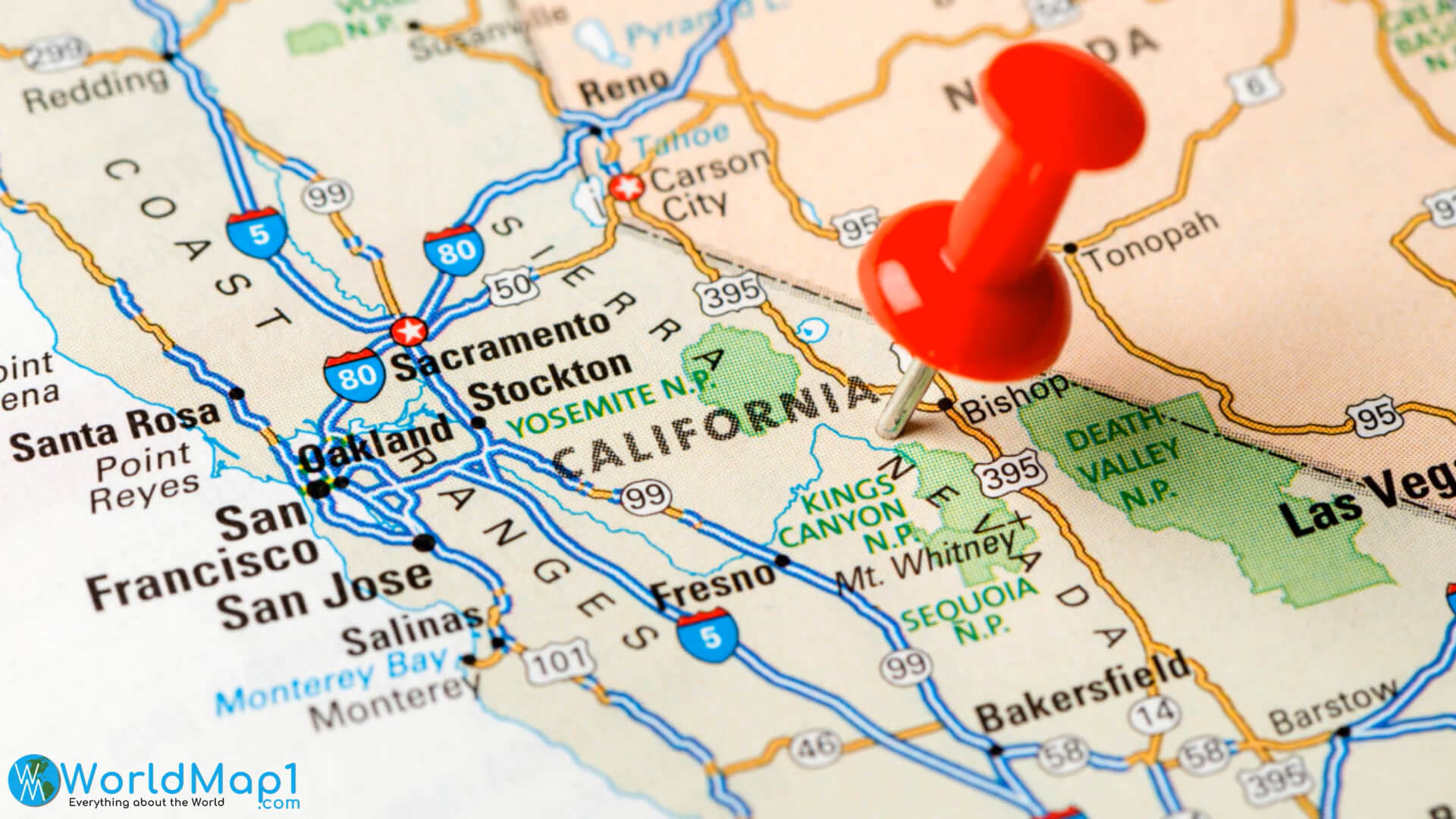 California Map with San Francisco and San Jose